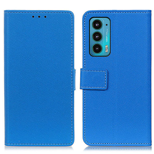 Leather Case Stands Flip Cover Holder M08L for Motorola Moto Edge Lite 5G Blue