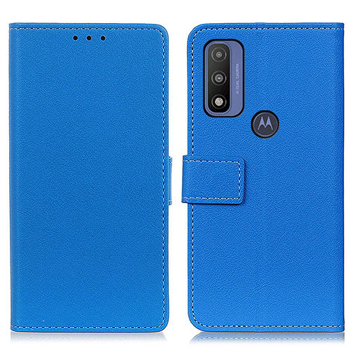 Leather Case Stands Flip Cover Holder M08L for Motorola Moto G Pure Blue