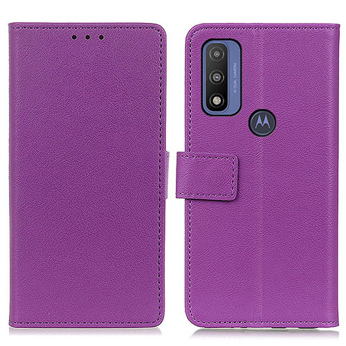 Leather Case Stands Flip Cover Holder M08L for Motorola Moto G Pure Purple