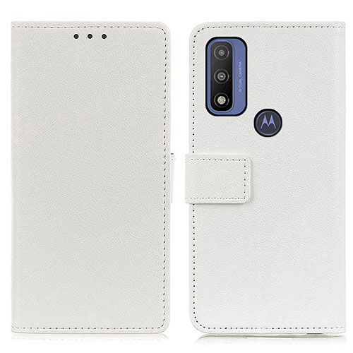 Leather Case Stands Flip Cover Holder M08L for Motorola Moto G Pure White