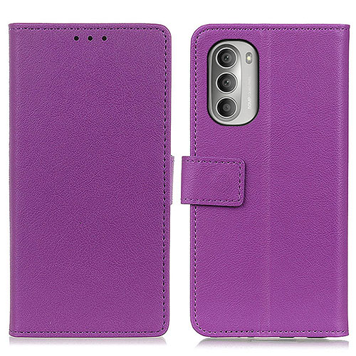 Leather Case Stands Flip Cover Holder M08L for Motorola Moto G Stylus (2022) 5G Purple