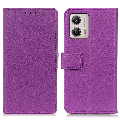 Leather Case Stands Flip Cover Holder M08L for Motorola Moto G53j 5G Purple