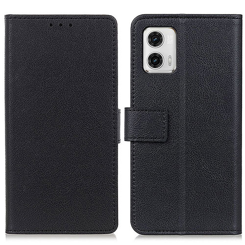 Leather Case Stands Flip Cover Holder M08L for Motorola Moto G73 5G Black