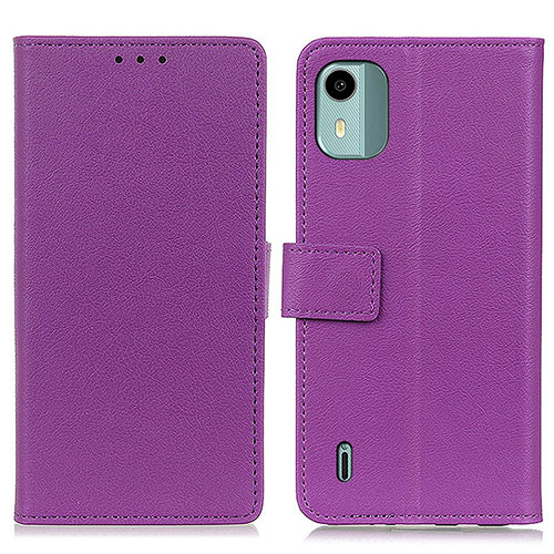 Leather Case Stands Flip Cover Holder M08L for Nokia C12 Plus Purple