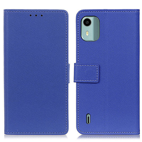 Leather Case Stands Flip Cover Holder M08L for Nokia C12 Pro Blue