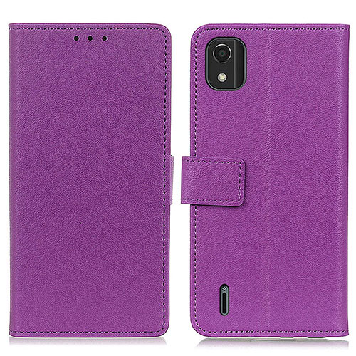 Leather Case Stands Flip Cover Holder M08L for Nokia C2 2nd Edition Purple