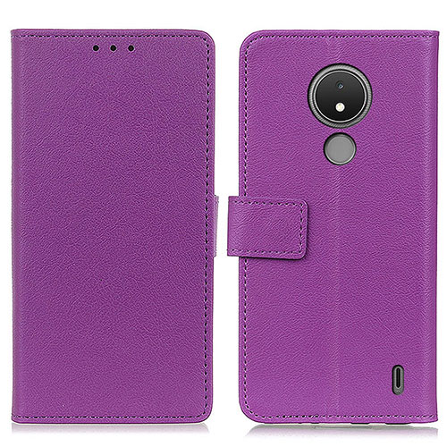 Leather Case Stands Flip Cover Holder M08L for Nokia C21 Purple