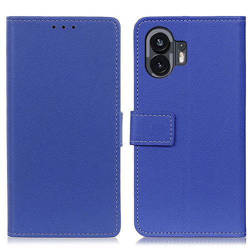 Leather Case Stands Flip Cover Holder M08L for Nothing Phone 2 Blue