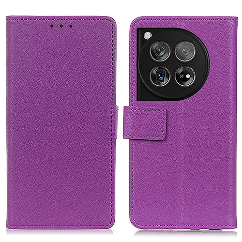 Leather Case Stands Flip Cover Holder M08L for OnePlus 12 5G Purple