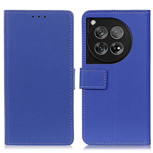 Leather Case Stands Flip Cover Holder M08L for OnePlus 12R 5G Blue