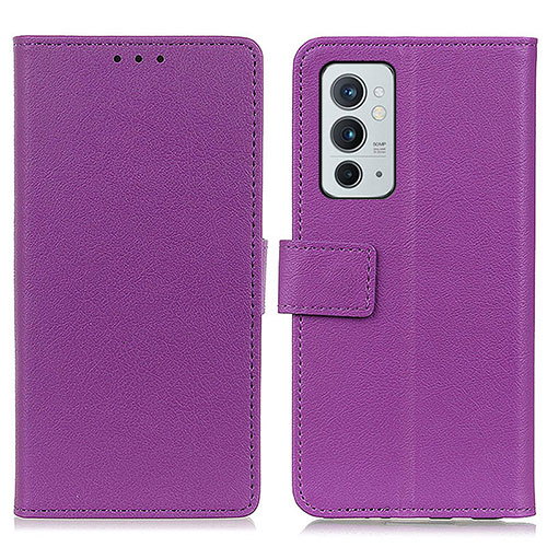 Leather Case Stands Flip Cover Holder M08L for OnePlus 9RT 5G Purple