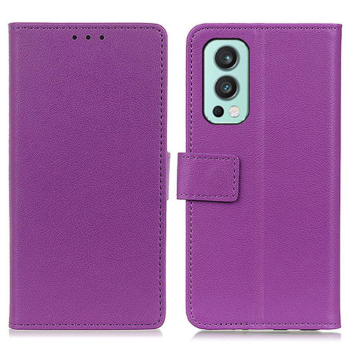 Leather Case Stands Flip Cover Holder M08L for OnePlus Nord 2 5G Purple