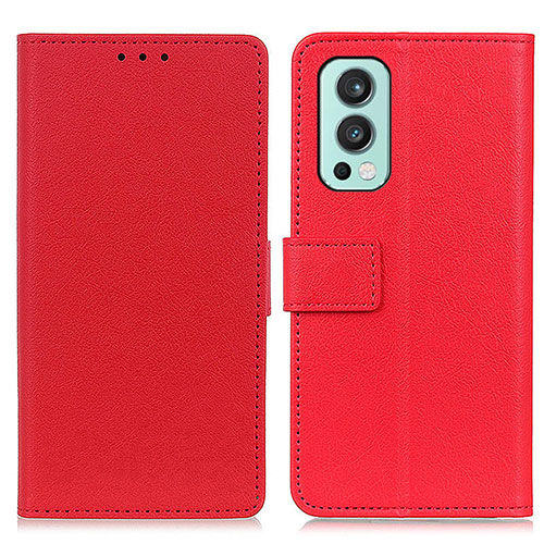 Leather Case Stands Flip Cover Holder M08L for OnePlus Nord 2 5G Red