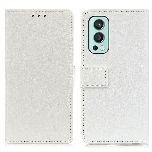 Leather Case Stands Flip Cover Holder M08L for OnePlus Nord 2 5G White