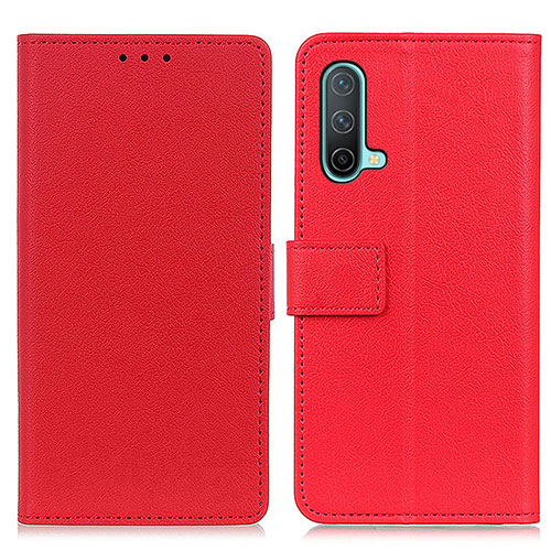 Leather Case Stands Flip Cover Holder M08L for OnePlus Nord CE 5G Red