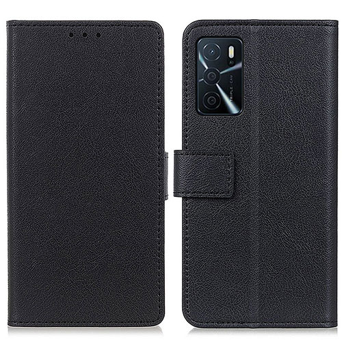 Leather Case Stands Flip Cover Holder M08L for Oppo A16 Black