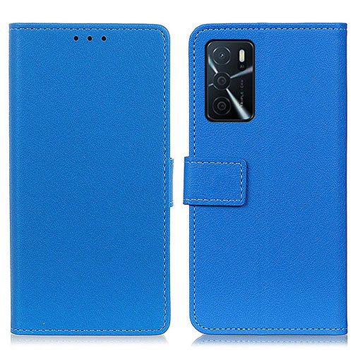 Leather Case Stands Flip Cover Holder M08L for Oppo A16 Blue