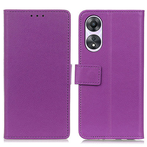 Leather Case Stands Flip Cover Holder M08L for Oppo A18 Purple