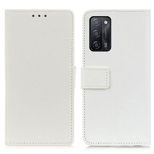 Leather Case Stands Flip Cover Holder M08L for Oppo A53s 5G White