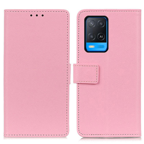 Leather Case Stands Flip Cover Holder M08L for Oppo A54 4G Pink