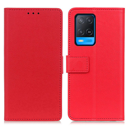 Leather Case Stands Flip Cover Holder M08L for Oppo A54 4G Red