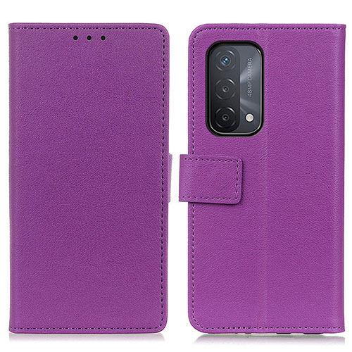 Leather Case Stands Flip Cover Holder M08L for Oppo A54 5G Purple