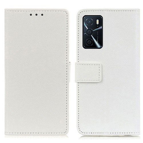 Leather Case Stands Flip Cover Holder M08L for Oppo A54s White