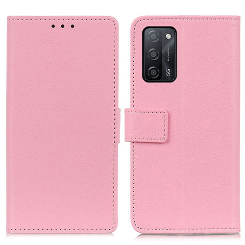 Leather Case Stands Flip Cover Holder M08L for Oppo A55 5G Pink