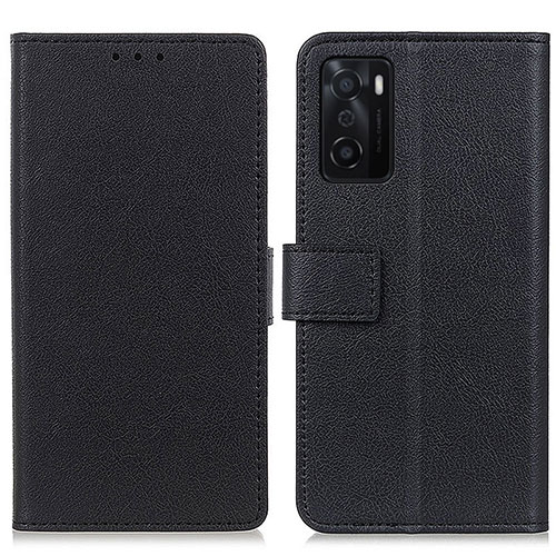 Leather Case Stands Flip Cover Holder M08L for Oppo A55S 5G Black