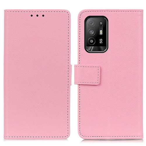 Leather Case Stands Flip Cover Holder M08L for Oppo A94 5G Pink