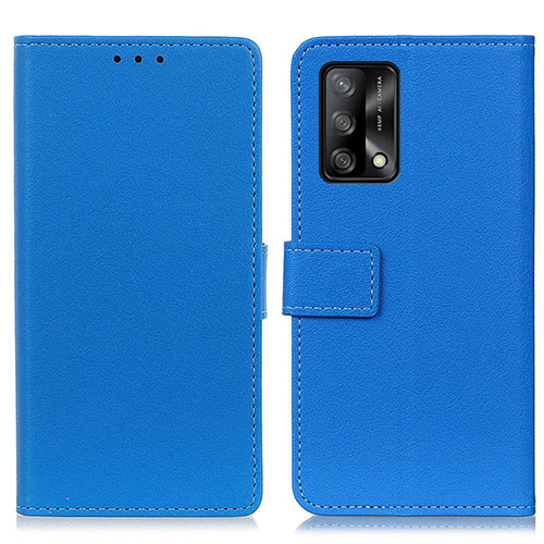 Leather Case Stands Flip Cover Holder M08L for Oppo F19 Blue