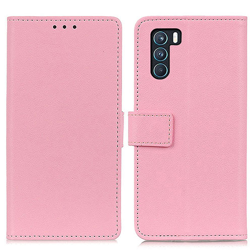 Leather Case Stands Flip Cover Holder M08L for Oppo K9 Pro 5G Pink