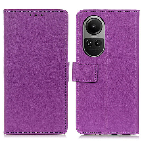 Leather Case Stands Flip Cover Holder M08L for Oppo Reno10 Pro 5G Purple