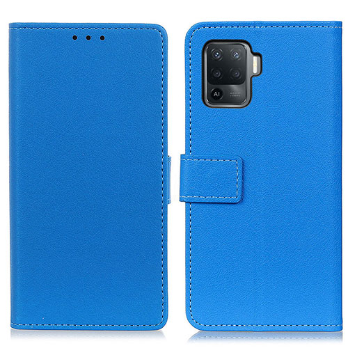 Leather Case Stands Flip Cover Holder M08L for Oppo Reno5 F Blue