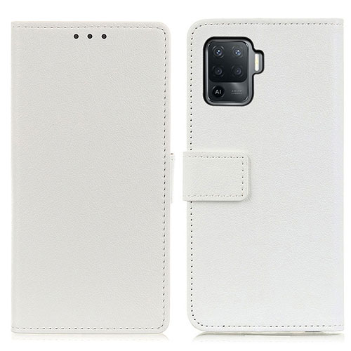 Leather Case Stands Flip Cover Holder M08L for Oppo Reno5 F White
