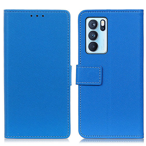 Leather Case Stands Flip Cover Holder M08L for Oppo Reno6 Pro 5G India Blue