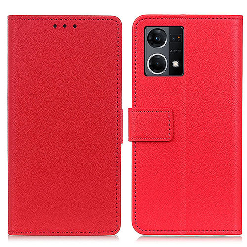 Leather Case Stands Flip Cover Holder M08L for Oppo Reno7 4G Red