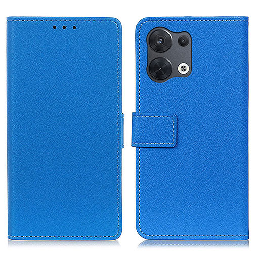 Leather Case Stands Flip Cover Holder M08L for Oppo Reno9 5G Blue