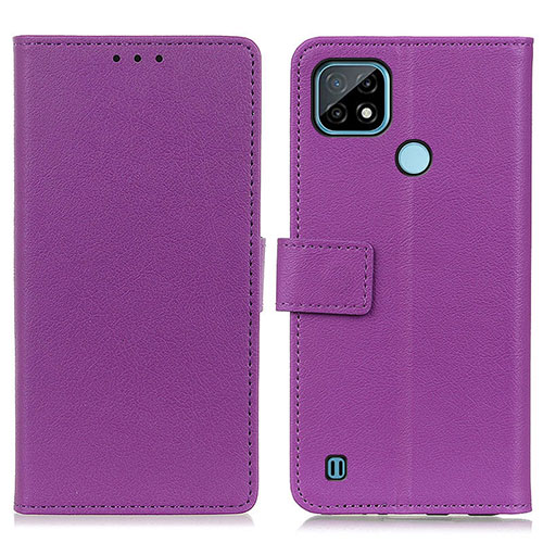 Leather Case Stands Flip Cover Holder M08L for Realme C21 Purple