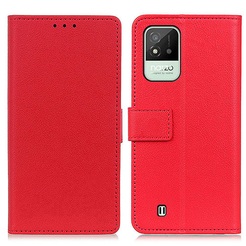 Leather Case Stands Flip Cover Holder M08L for Realme Narzo 50i Red