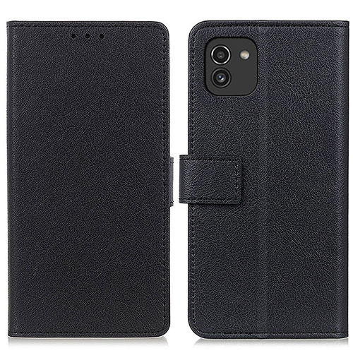 Leather Case Stands Flip Cover Holder M08L for Samsung Galaxy A03 Black