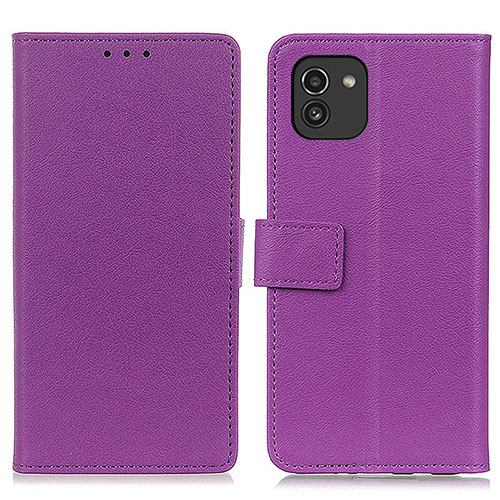 Leather Case Stands Flip Cover Holder M08L for Samsung Galaxy A03 Purple