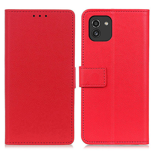 Leather Case Stands Flip Cover Holder M08L for Samsung Galaxy A03 Red