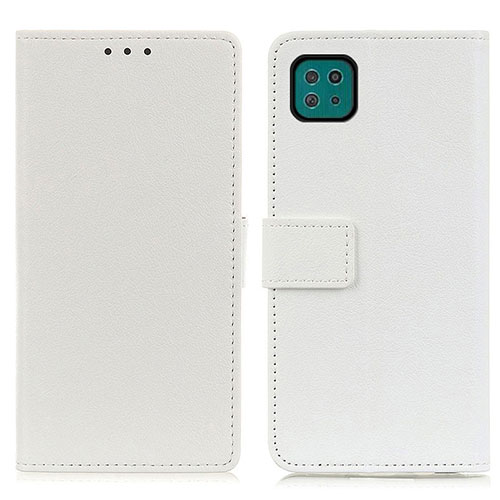 Leather Case Stands Flip Cover Holder M08L for Samsung Galaxy F42 5G White