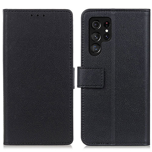 Leather Case Stands Flip Cover Holder M08L for Samsung Galaxy S24 Ultra 5G Black