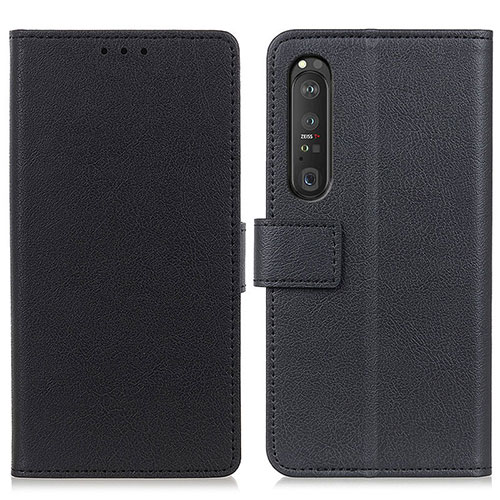 Leather Case Stands Flip Cover Holder M08L for Sony Xperia 1 III Black