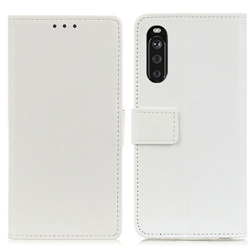 Leather Case Stands Flip Cover Holder M08L for Sony Xperia 10 III SO-52B White