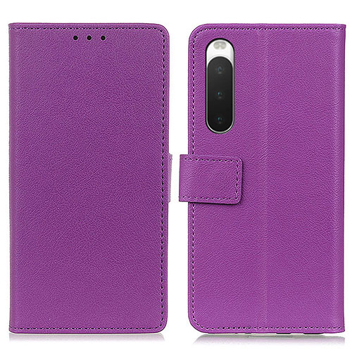 Leather Case Stands Flip Cover Holder M08L for Sony Xperia 10 IV Purple