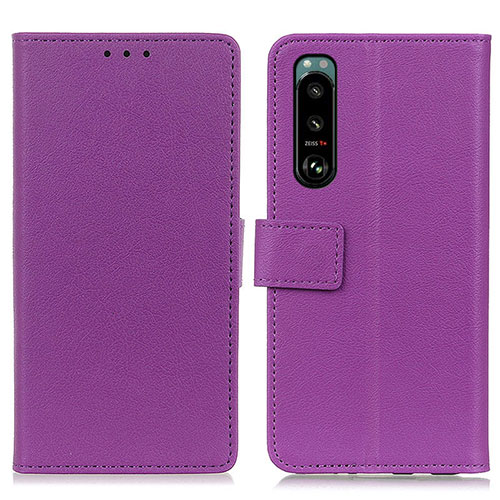 Leather Case Stands Flip Cover Holder M08L for Sony Xperia 5 III Purple