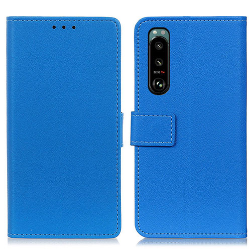 Leather Case Stands Flip Cover Holder M08L for Sony Xperia 5 III SO-53B Blue